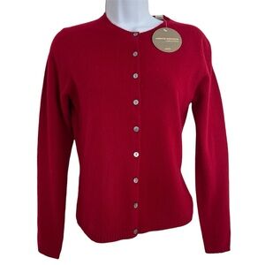 Valerie Stevens Red 100% cashmere Button Up Sweater Cardigan Women’s Size P S